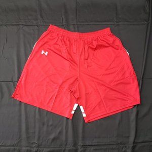 Under Armour Mens Red and White Zagger Mesh Shorts with No liner X-L NWOT